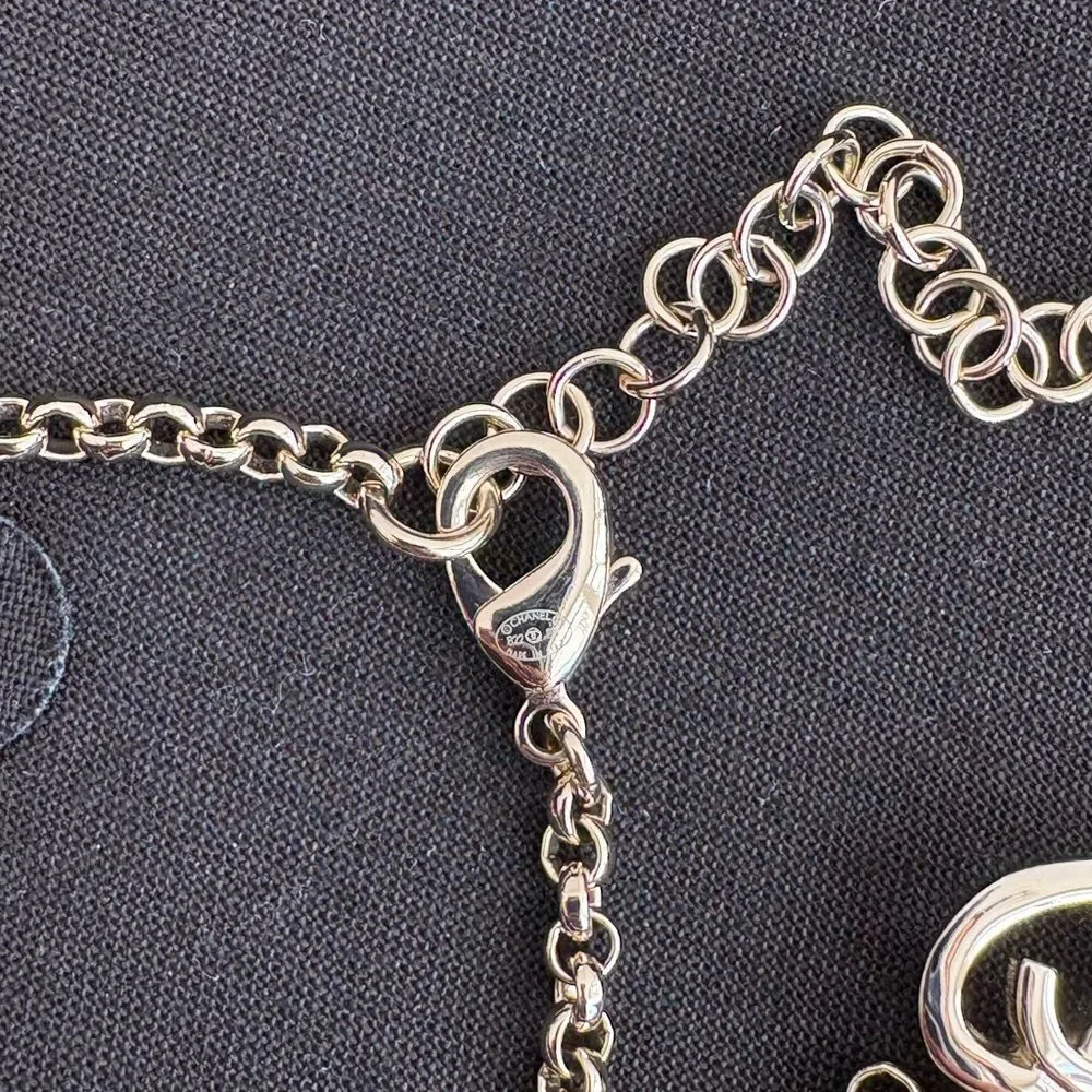 CHANEL Triple Gold Open Heart Necklace, Authentic